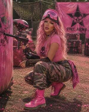 Shiny Pink Patent Lace-Up Combat Boots Sz.6.5 By.Forever